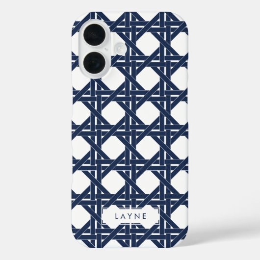 海軍と白の夏の籠編みパターン Case-Mate iPhoneケース (裏面)