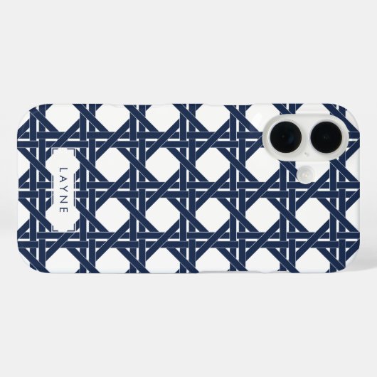 海軍と白の夏の籠編みパターン Case-Mate iPhoneケース (裏面 (横))