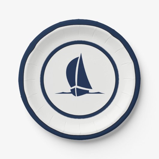 海軍と白の帆船 ペーパープレート (正面)
