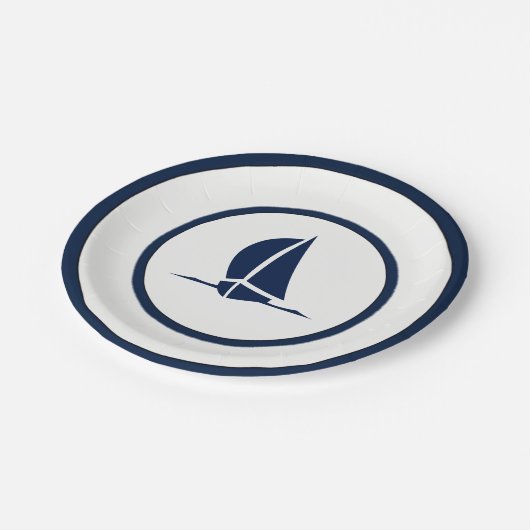 海軍と白の帆船 ペーパープレート (アングル)
