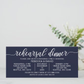 海軍と白の書道のリハーサルディナー 招待状 (スタンド正面)