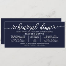 海軍と白の書道のリハーサルディナー