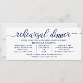 海軍と白の書道のリハーサルディナー 招待状 (正面)