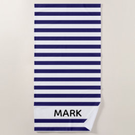 海軍と白ストライプの人 ビーチタオル