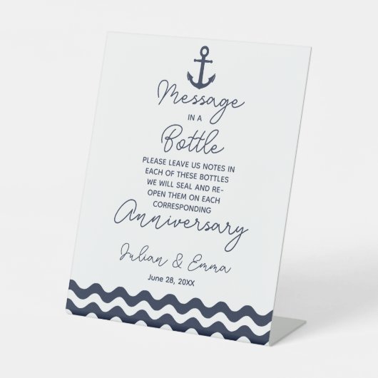 海軍と白結婚のボトルプリント 台座サイン (正面)