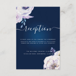 海軍と薄紫バラウェディングレセプション エンクロージャーカード