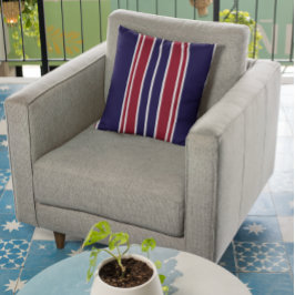 海軍と赤のストライプ クッション