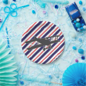 海軍と赤のヴィンテージ飛行機の紙プレート ペーパープレート (パーティー)