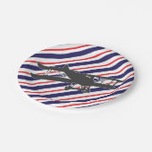 海軍と赤のヴィンテージ飛行機の紙プレート ペーパープレート (アングル)