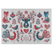 海軍と赤クリスマスススススススカンジナビアフォークアート カッティングボード (正面)