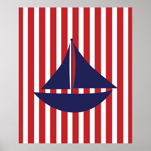 海軍と赤ストライプの船航海の ポスター (正面)