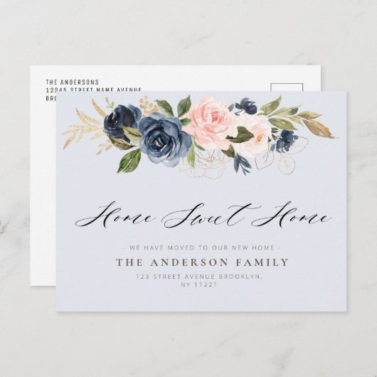 海軍と赤面のフローラが新しい住所を移動 ポストカード (正面/裏面)