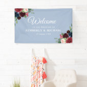 海軍と赤面のフローラほこりっぽいブルー結婚ウェルカム 横断幕 (インサイチュ)