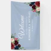 海軍と赤面のフローラほこりっぽいブルー結婚ウェルカム 横断幕 (縦)