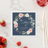 海軍と赤面の結婚アイボリーホワイトローズユーカリ スタンダードカクテルナプキン (インサイチュ)