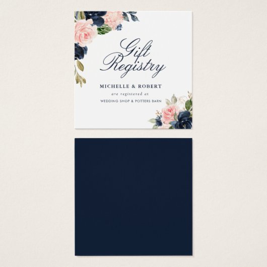 海軍と赤面の結婚フローラのギフト登録カード (正面&裏面)