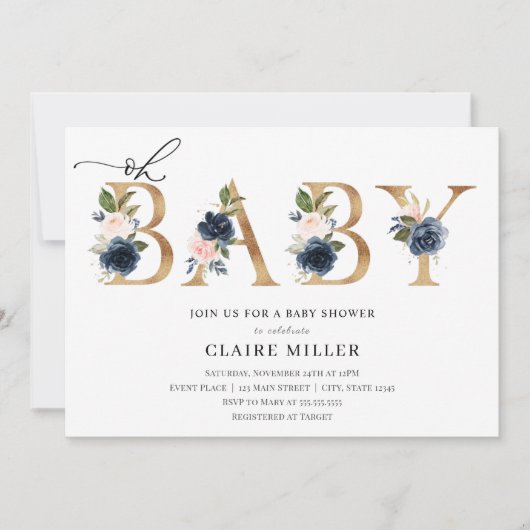 海軍と赤面オ赤ちゃんシャワー招待 招待状 (正面)