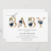 海軍と赤面オ赤ちゃんシャワー招待 招待状 (正面/裏面)