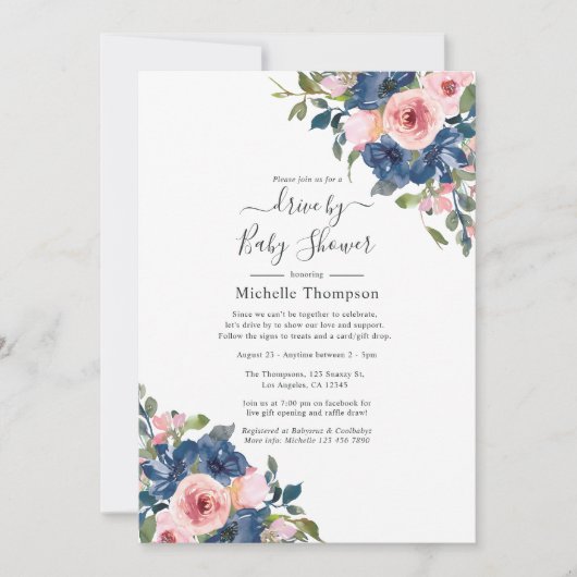 海軍と赤面フローラのシャワー駆動 招待状 (正面)