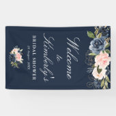 海軍と赤面フローラブライダルシャワー歓迎サイン 横断幕 (横)