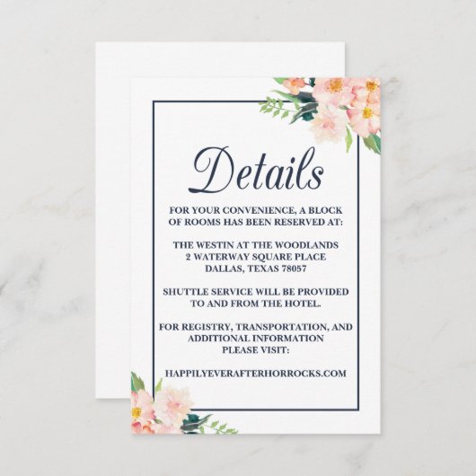 海軍と赤面フローラ結婚の宿泊施設カード エンクロージャーカード (正面/裏面)