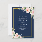 海軍と赤面フローラ結婚式は日付カードを保存 セーブザデート (正面)