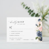 海軍と赤面フローラ結婚式RSVPカード サンキューカード (スタンド正面)