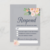 海軍と赤面フローラ結婚式RSVP 出欠カード (正面/裏面)