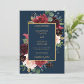 海軍と赤面ブルゴーニュフローラボホ金ゴールド結婚ズ 招待状 (スタンド正面)