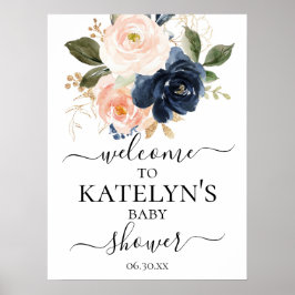 海軍と赤面ベイビーシャワー歓迎サイン ポスター