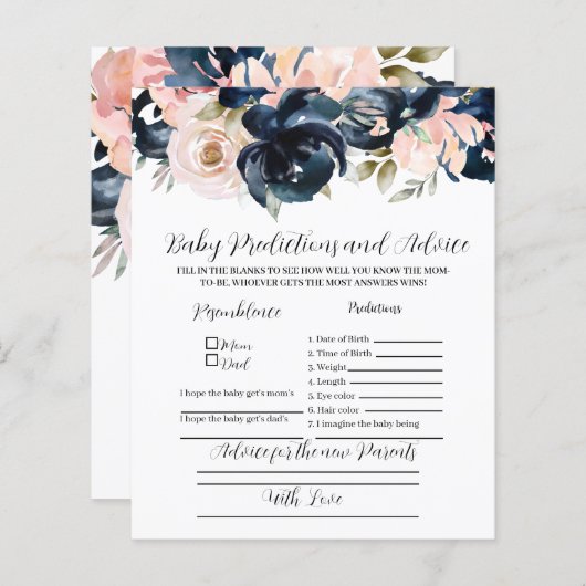 海軍と赤面ベビー予測パーティーゲーム。 (正面/裏面)