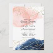 海軍と赤面幾何学的バーチャルベビーシャワー 招待状 (正面)