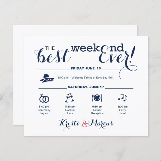 海軍と赤面結婚の週末の日程 (正面/裏面)