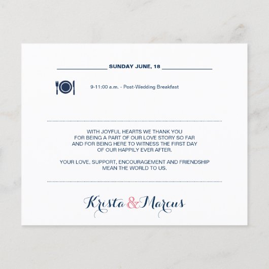 海軍と赤面結婚の週末の日程 (裏面)