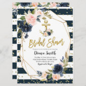 海軍と赤面航海のブライダルシャワー招待 招待状 (正面/裏面)