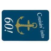 海軍と金ゴールドいかりクルーシン60誕生日 マグネット (横)