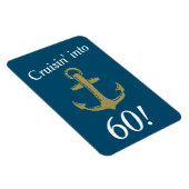 海軍と金ゴールドいかりクルーシン60誕生日 マグネット (右側)