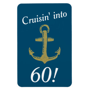 海軍と金ゴールドいかりクルージン60誕生日 マグネット