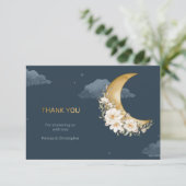 海軍と金ゴールドが月のベビーシャワーの上を覆う サンキューカード (スタンド正面)