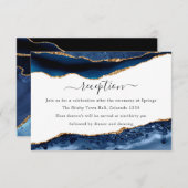 海軍と金ゴールドのアゲート結婚式のレセプション エンクロージャーカード (正面/裏面)