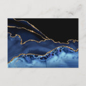 海軍と金ゴールドのアゲート結婚式のレセプション エンクロージャーカード (裏面)