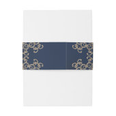 海軍と金ゴールドのインディアンインスパイア 招待状ベリーバンド (裏面例)