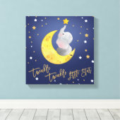 海軍と金ゴールドのキラキラ小さな星子供部屋 キャンバスプリント (インサイチュ (ウッドフロア))