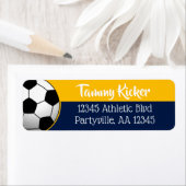 海軍と金ゴールドのサッカーアドレス ラベル (インサイチュ)