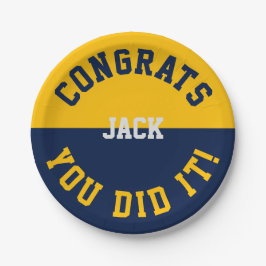海軍と金ゴールドの卒業おめでとう – あなたはそれをやった ペーパープレート