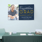 海軍と金ゴールドの卒業記念写真 横断幕 (トレードショー)