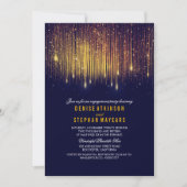 海軍と金ゴールドの婚約パーティ線灯 招待状 (正面)