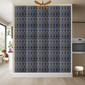 海軍と金ゴールドの幾何学的なギリシャ鍵タイル タイル