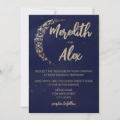 海軍と金ゴールドの月と後結婚ろ 招待状 (正面)