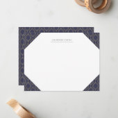 海軍と金ゴールドの継モノグラムの続具 ノートカード (正面/裏面インサイチュ)